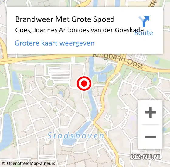 Locatie op kaart van de 112 melding: Brandweer Met Grote Spoed Naar Goes, Joannes Antonides van der Goeskade op 22 oktober 2021 02:43