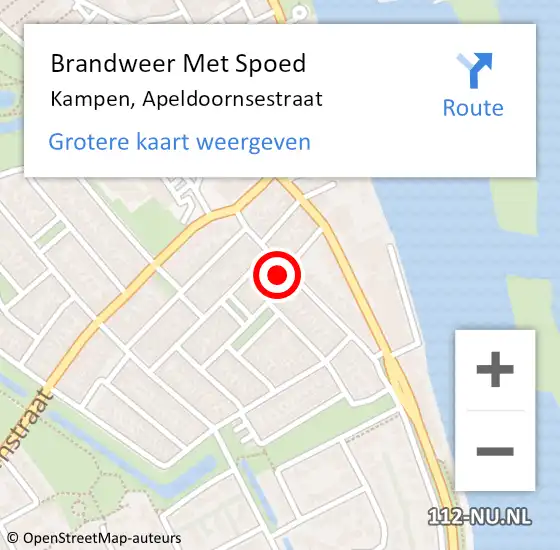 Locatie op kaart van de 112 melding: Brandweer Met Spoed Naar Kampen, Apeldoornsestraat op 22 oktober 2021 03:00