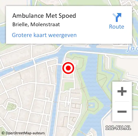 Locatie op kaart van de 112 melding: Ambulance Met Spoed Naar Brielle, Molenstraat op 22 oktober 2021 04:10