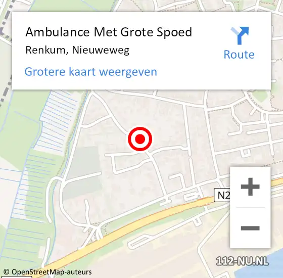 Locatie op kaart van de 112 melding: Ambulance Met Grote Spoed Naar Renkum, Nieuweweg op 22 oktober 2021 04:47