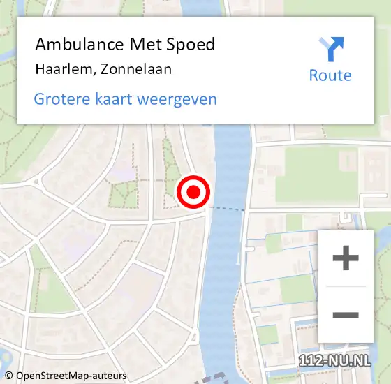 Locatie op kaart van de 112 melding: Ambulance Met Spoed Naar Haarlem, Zonnelaan op 22 oktober 2021 04:57