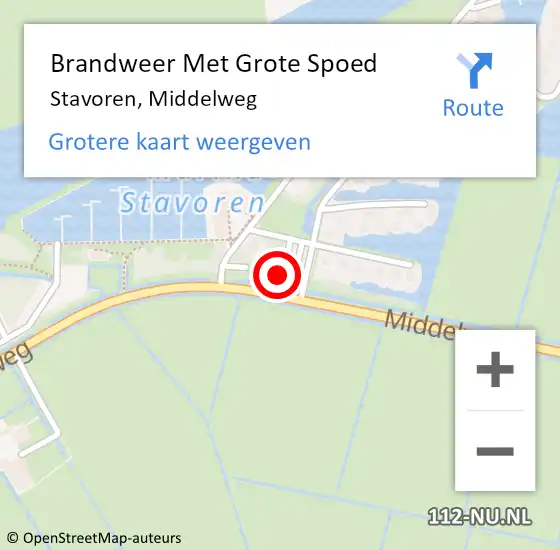 Locatie op kaart van de 112 melding: Brandweer Met Grote Spoed Naar Stavoren, Middelweg op 22 oktober 2021 05:28