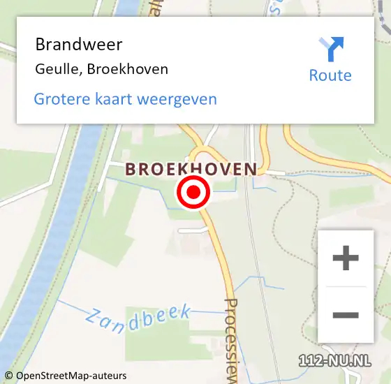 Locatie op kaart van de 112 melding: Brandweer Geulle, Broekhoven op 26 juni 2014 19:30