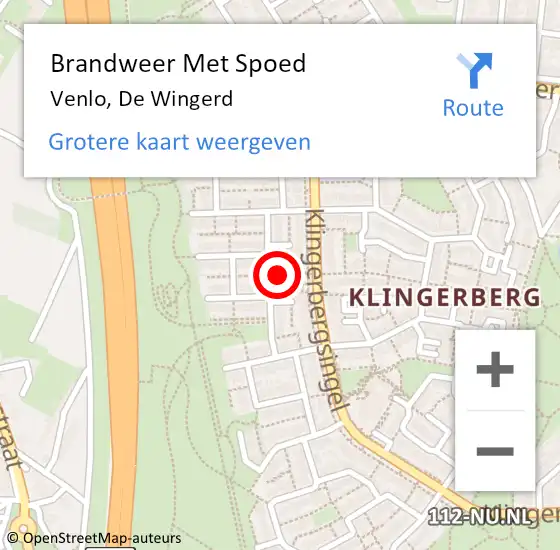 Locatie op kaart van de 112 melding: Brandweer Met Spoed Naar Venlo, De Wingerd op 22 oktober 2021 05:32