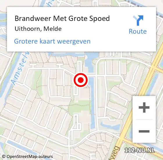 Locatie op kaart van de 112 melding: Brandweer Met Grote Spoed Naar Uithoorn, Melde op 22 oktober 2021 06:41