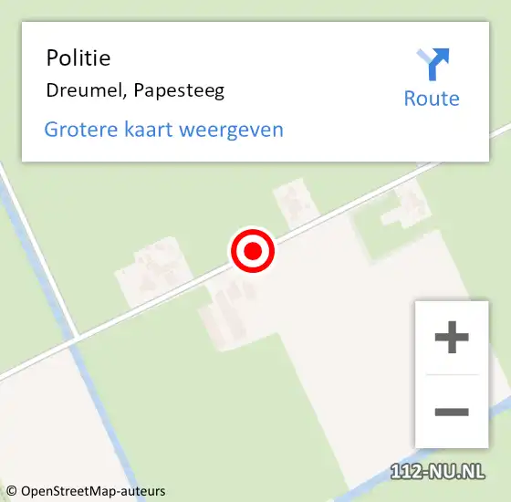 Locatie op kaart van de 112 melding: Politie Dreumel, Papesteeg op 22 oktober 2021 06:54