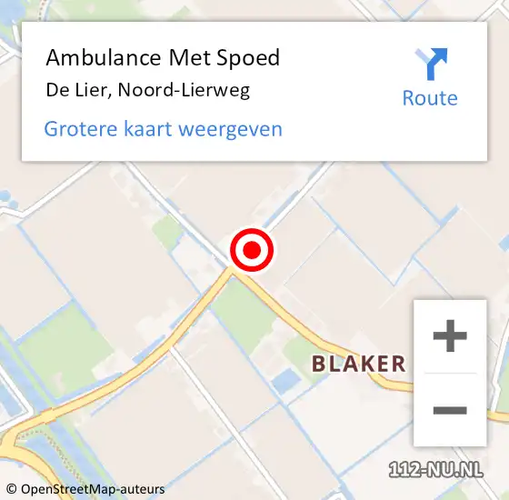 Locatie op kaart van de 112 melding: Ambulance Met Spoed Naar De Lier, Noord-Lierweg op 22 oktober 2021 07:06
