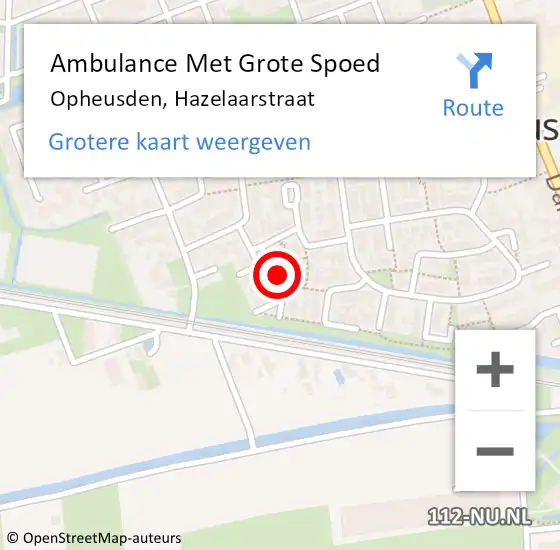 Locatie op kaart van de 112 melding: Ambulance Met Grote Spoed Naar Opheusden, Hazelaarstraat op 22 oktober 2021 07:33