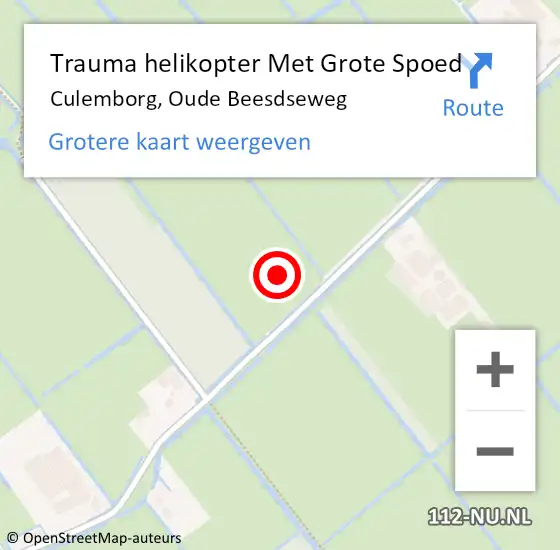 Locatie op kaart van de 112 melding: Trauma helikopter Met Grote Spoed Naar Culemborg, Oude Beesdseweg op 22 oktober 2021 07:54