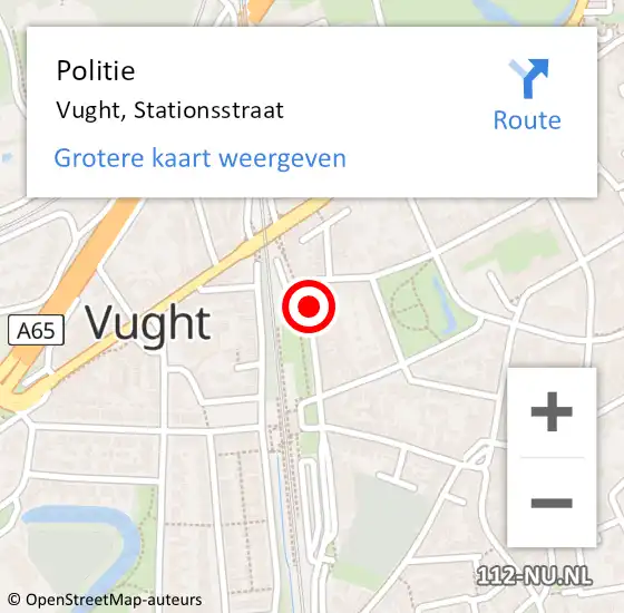 Locatie op kaart van de 112 melding: Politie Vught, Stationsstraat op 22 oktober 2021 08:14