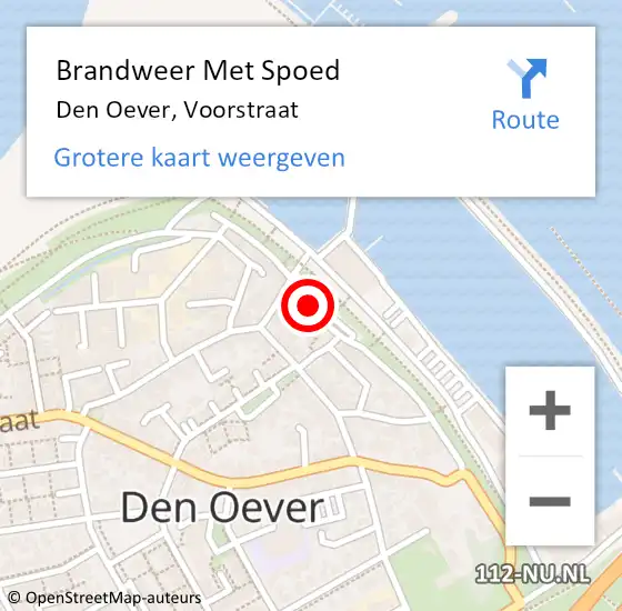 Locatie op kaart van de 112 melding: Brandweer Met Spoed Naar Den Oever, Voorstraat op 22 oktober 2021 08:51