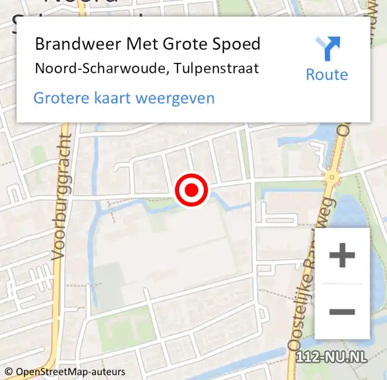 Locatie op kaart van de 112 melding: Brandweer Met Grote Spoed Naar Noord-Scharwoude, Tulpenstraat op 22 oktober 2021 08:55