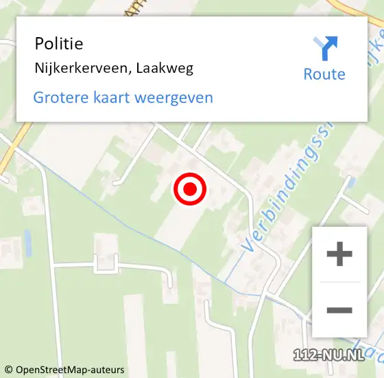 Locatie op kaart van de 112 melding: Politie Nijkerkerveen, Laakweg op 22 oktober 2021 09:04