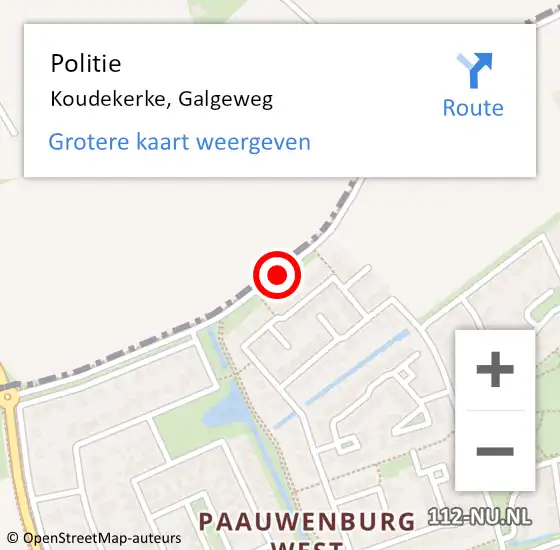 Locatie op kaart van de 112 melding: Politie Koudekerke, Galgeweg op 26 juni 2014 19:45