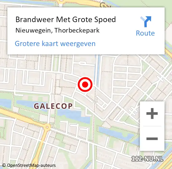 Locatie op kaart van de 112 melding: Brandweer Met Grote Spoed Naar Nieuwegein, Thorbeckepark op 22 oktober 2021 10:05