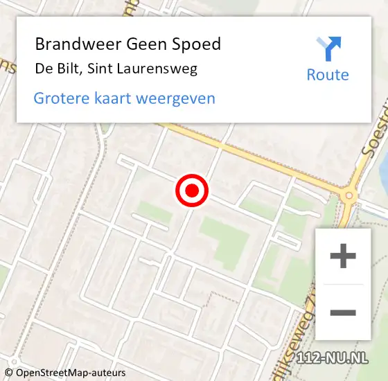 Locatie op kaart van de 112 melding: Brandweer Geen Spoed Naar De Bilt, Sint Laurensweg op 22 oktober 2021 10:21