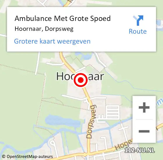 Locatie op kaart van de 112 melding: Ambulance Met Grote Spoed Naar Hoornaar, Dorpsweg op 22 oktober 2021 10:22