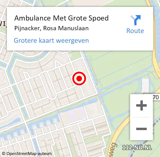 Locatie op kaart van de 112 melding: Ambulance Met Grote Spoed Naar Pijnacker, Rosa Manuslaan op 22 oktober 2021 10:23