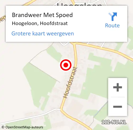 Locatie op kaart van de 112 melding: Brandweer Met Spoed Naar Hoogeloon, Hoofdstraat op 22 oktober 2021 10:37