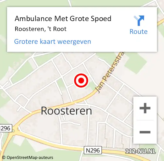 Locatie op kaart van de 112 melding: Ambulance Met Grote Spoed Naar Roosteren, 't Root op 22 oktober 2021 10:40