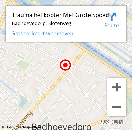 Locatie op kaart van de 112 melding: Trauma helikopter Met Grote Spoed Naar Badhoevedorp, Sloterweg op 22 oktober 2021 10:58