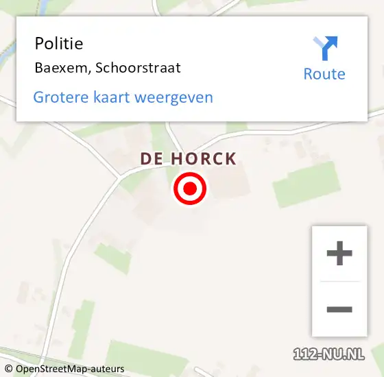 Locatie op kaart van de 112 melding: Politie Baexem, Schoorstraat op 22 oktober 2021 11:14