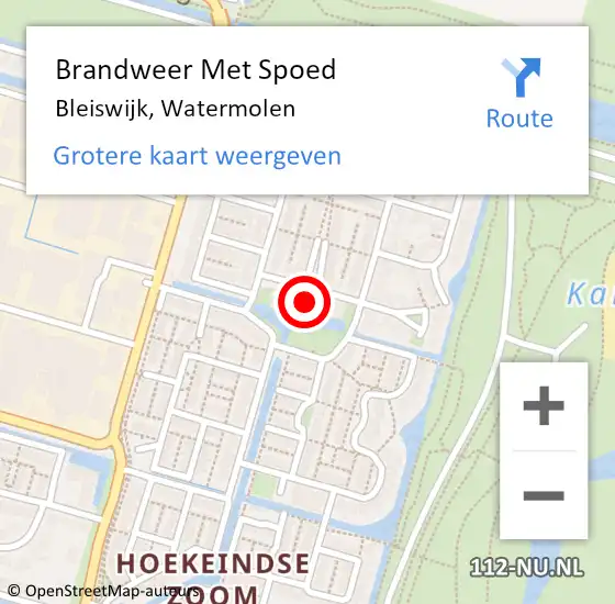 Locatie op kaart van de 112 melding: Brandweer Met Spoed Naar Bleiswijk, Watermolen op 22 oktober 2021 11:20