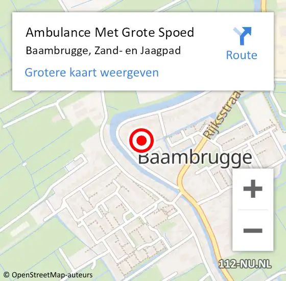 Locatie op kaart van de 112 melding: Ambulance Met Grote Spoed Naar Baambrugge, Zand- en Jaagpad op 22 oktober 2021 11:22