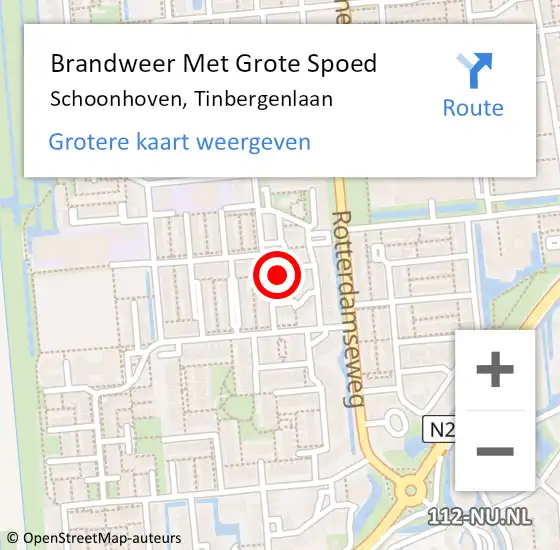 Locatie op kaart van de 112 melding: Brandweer Met Grote Spoed Naar Schoonhoven, Tinbergenlaan op 22 oktober 2021 11:31