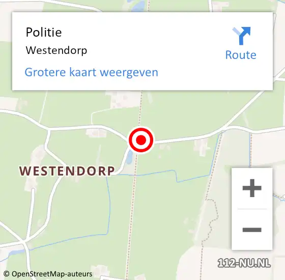 Locatie op kaart van de 112 melding: Politie Westendorp op 22 oktober 2021 11:35