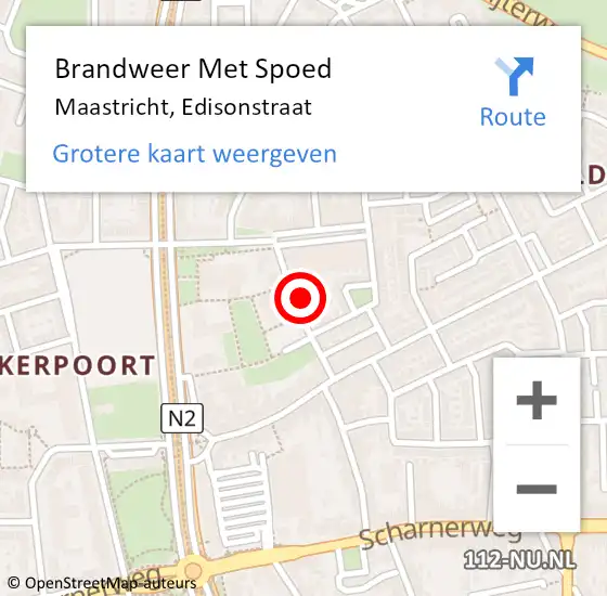 Locatie op kaart van de 112 melding: Brandweer Met Spoed Naar Maastricht, Edisonstraat op 22 oktober 2021 11:39