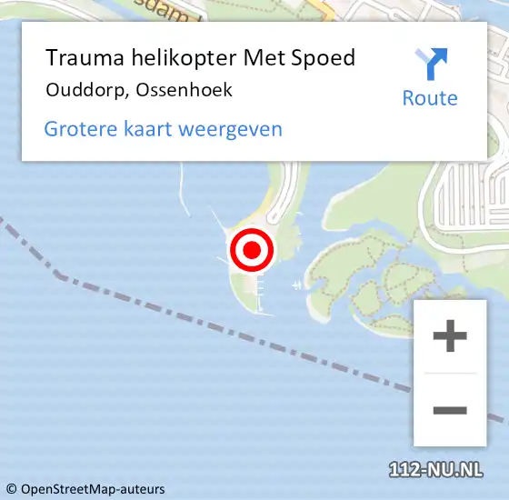 Locatie op kaart van de 112 melding: Trauma helikopter Met Spoed Naar Ouddorp, Ossenhoek op 22 oktober 2021 11:40