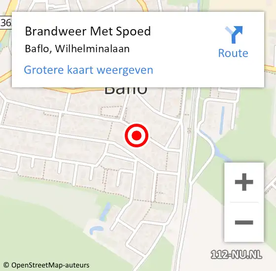 Locatie op kaart van de 112 melding: Brandweer Met Spoed Naar Baflo, Wilhelminalaan op 22 oktober 2021 11:43