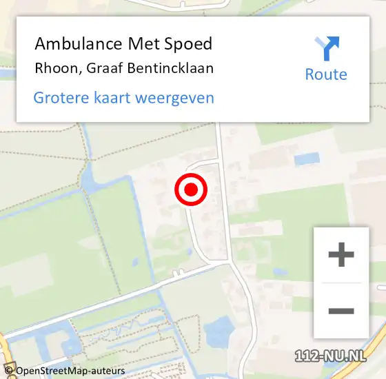 Locatie op kaart van de 112 melding: Ambulance Met Spoed Naar Rhoon, Graaf Bentincklaan op 22 oktober 2021 12:24