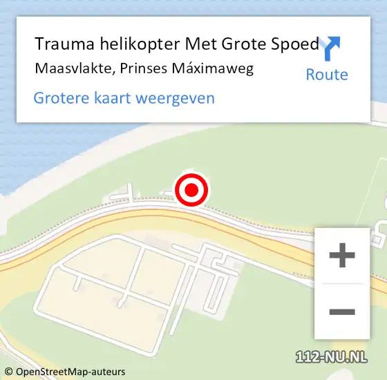 Locatie op kaart van de 112 melding: Trauma helikopter Met Grote Spoed Naar Maasvlakte, Prinses Máximaweg op 22 oktober 2021 12:28