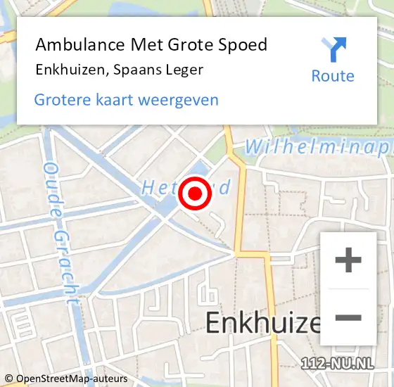 Locatie op kaart van de 112 melding: Ambulance Met Grote Spoed Naar Enkhuizen, Spaans Leger op 22 oktober 2021 12:55