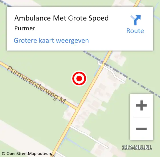 Locatie op kaart van de 112 melding: Ambulance Met Grote Spoed Naar Purmer op 26 juni 2014 20:17