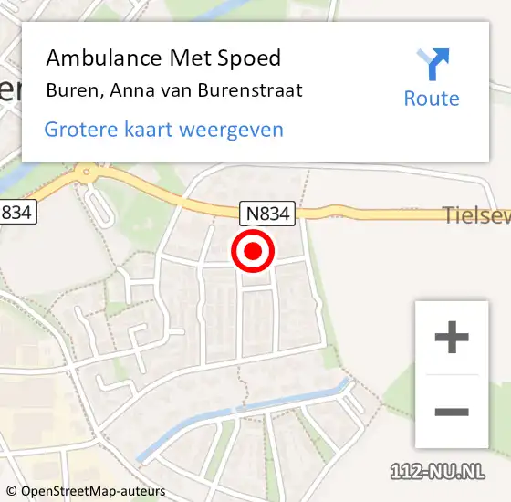 Locatie op kaart van de 112 melding: Ambulance Met Spoed Naar Buren, Anna van Burenstraat op 22 oktober 2021 13:23