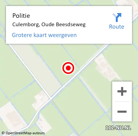 Locatie op kaart van de 112 melding: Politie Culemborg, Oude Beesdseweg op 22 oktober 2021 13:54