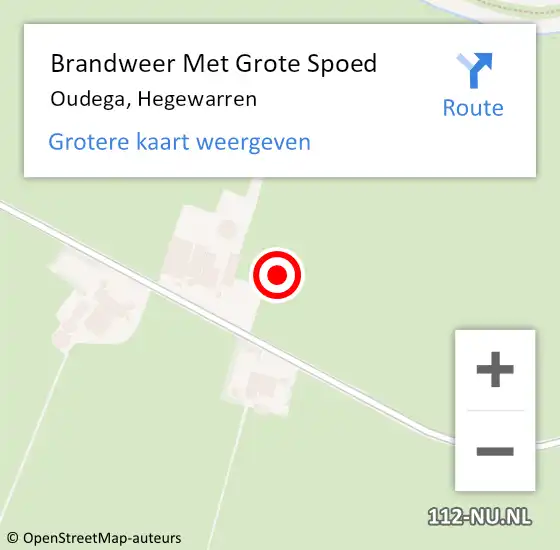 Locatie op kaart van de 112 melding: Brandweer Met Grote Spoed Naar Oudega, Hegewarren op 22 oktober 2021 14:07