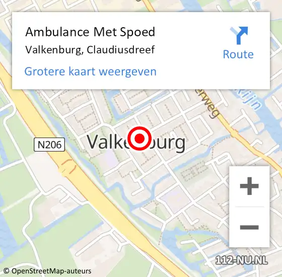 Locatie op kaart van de 112 melding: Ambulance Met Spoed Naar Valkenburg, Claudiusdreef op 22 oktober 2021 14:10