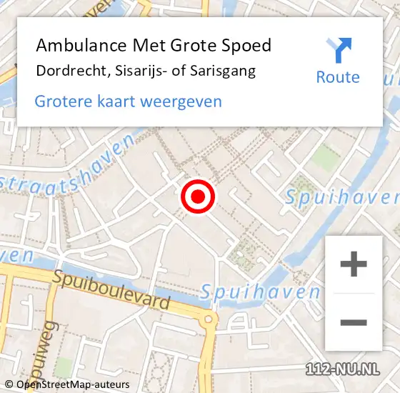 Locatie op kaart van de 112 melding: Ambulance Met Grote Spoed Naar Dordrecht, Sisarijs- of Sarisgang op 22 oktober 2021 14:25