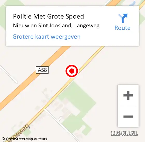 Locatie op kaart van de 112 melding: Politie Met Grote Spoed Naar Nieuw en Sint Joosland, Langeweg op 22 oktober 2021 14:25