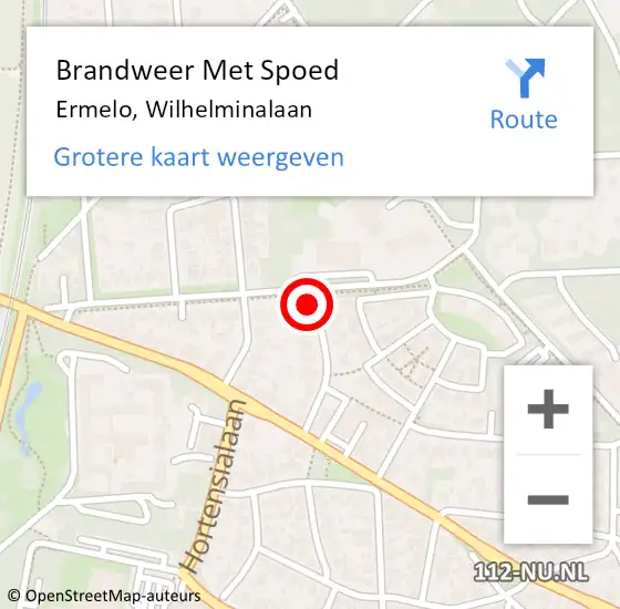 Locatie op kaart van de 112 melding: Brandweer Met Spoed Naar Ermelo, Wilhelminalaan op 22 oktober 2021 14:38