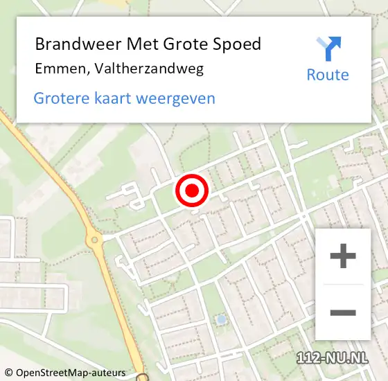 Locatie op kaart van de 112 melding: Brandweer Met Grote Spoed Naar Emmen, Valtherzandweg op 22 oktober 2021 14:59