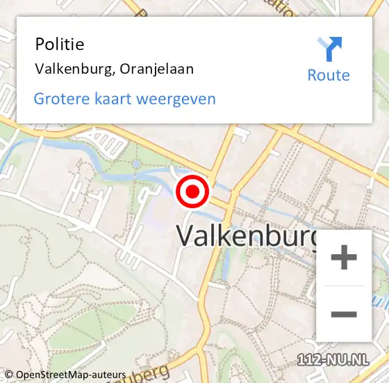 Locatie op kaart van de 112 melding: Politie Valkenburg, Oranjelaan op 22 oktober 2021 15:30