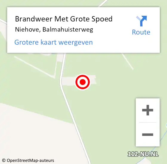 Locatie op kaart van de 112 melding: Brandweer Met Grote Spoed Naar Niehove, Balmahuisterweg op 26 juni 2014 20:37