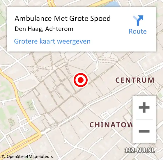 Locatie op kaart van de 112 melding: Ambulance Met Grote Spoed Naar Den Haag, Achterom op 22 oktober 2021 15:56