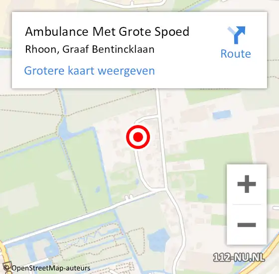 Locatie op kaart van de 112 melding: Ambulance Met Grote Spoed Naar Rhoon, Graaf Bentincklaan op 22 oktober 2021 15:58