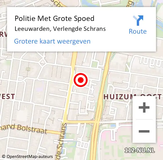 Locatie op kaart van de 112 melding: Politie Met Grote Spoed Naar Leeuwarden, Verlengde Schrans op 22 oktober 2021 16:11